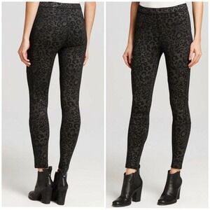 Free People Animal Print Moto Leggings Small Black Gold Stretch Skinny Pants